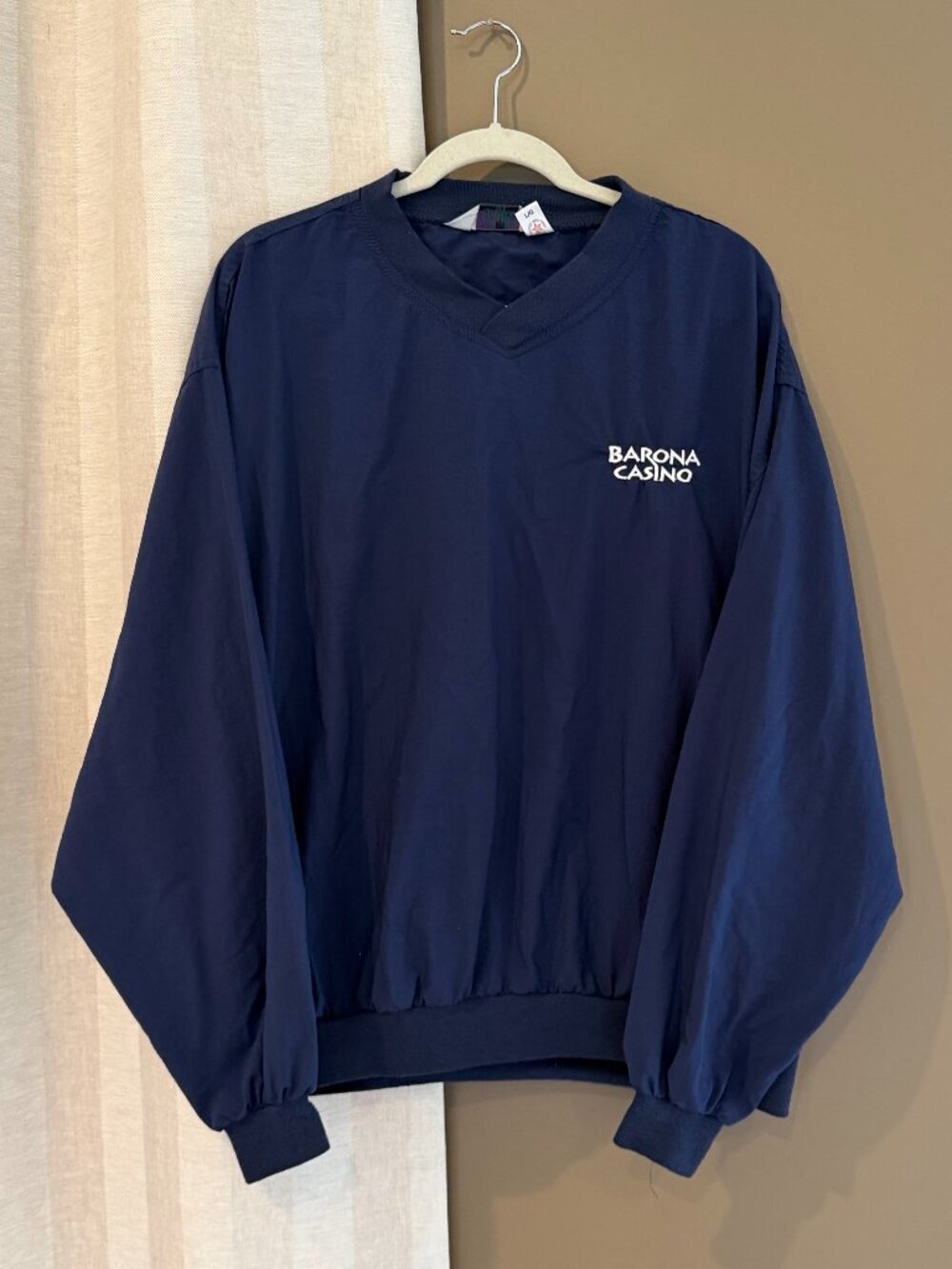 California Outerwear Barona Casino Men's Golf Pullover V-Neck Navy, Size Large